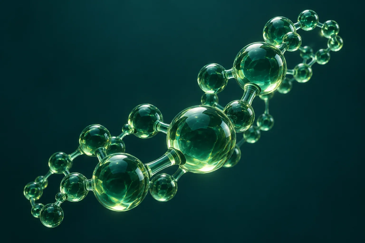 An abstract green molecular chain